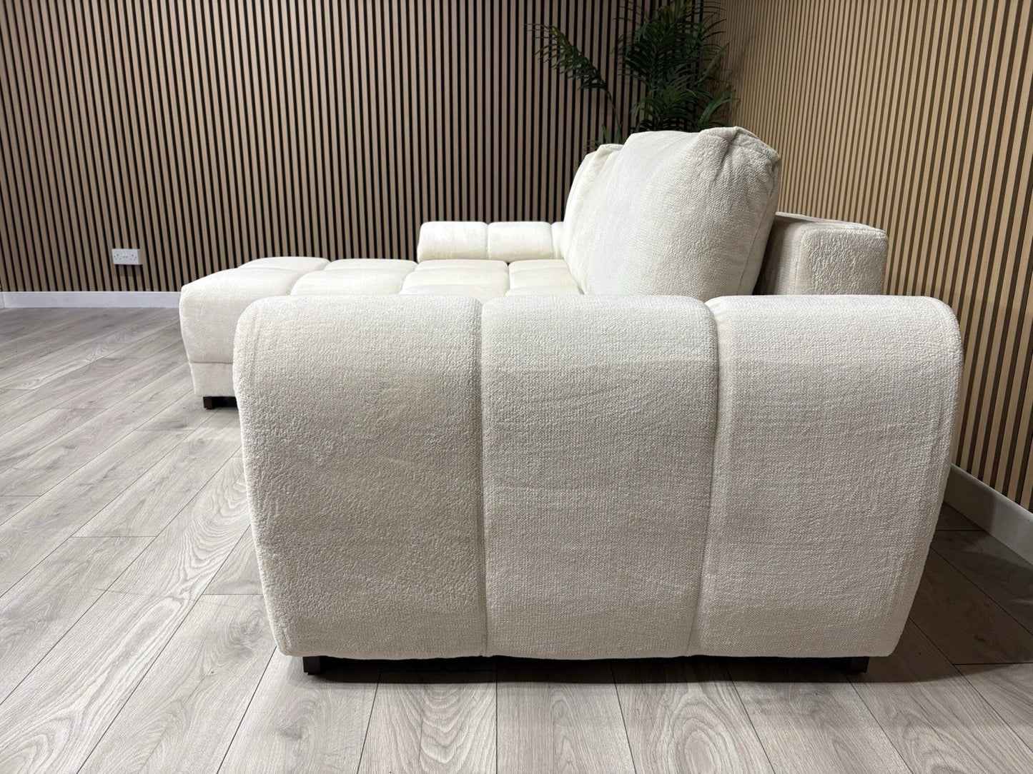 AZZURO Premium Fabric LHF Corner Chaise Sofa Bed with Storage, Cream RRP £1,799
