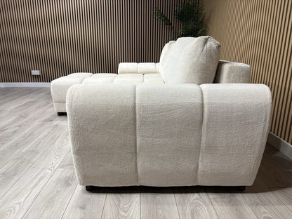 AZZURO Premium Fabric LHF Corner Chaise Sofa Bed with Storage, Cream RRP £1,799