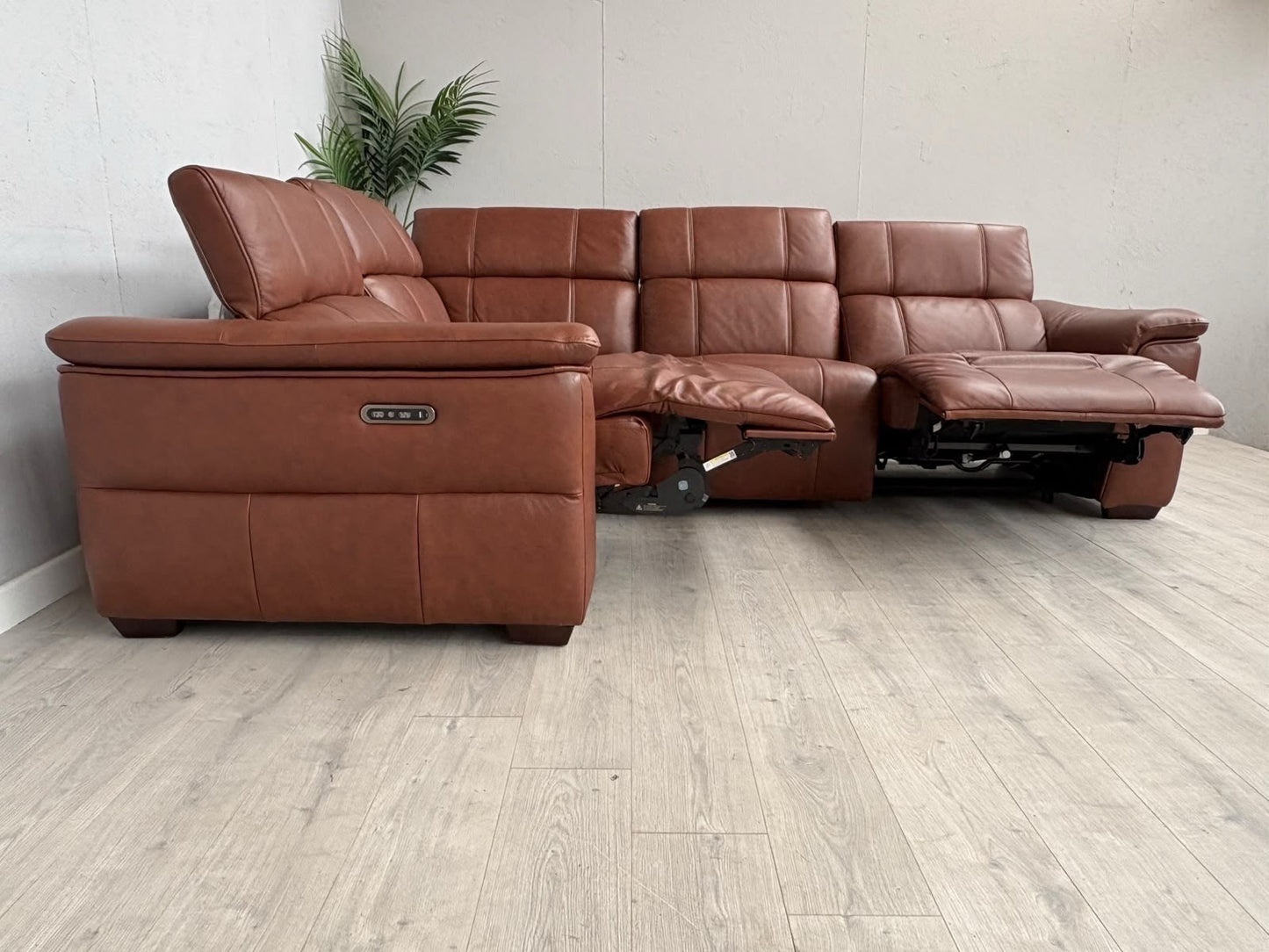 F.V Inca Leather Power Recliner Corner Sofa + Power Headrests - RRP £4095