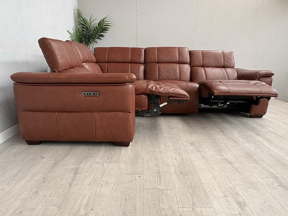 F.V Inca Leather Power Recliner Corner Sofa + Power Headrests - RRP £4095