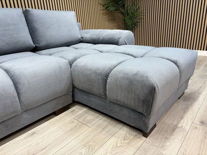 AZZURO Premium Fabric RHF Corner Chaise Sofa Bed with Storage, Grey - RRP £1,799