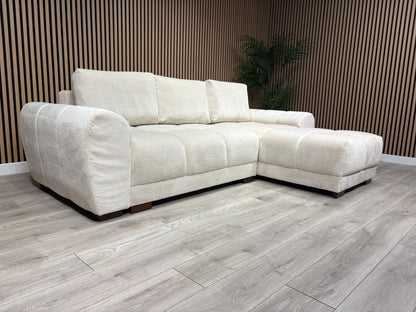 AZZURO Premium Fabric Corner Chaise Sofa Bed with Storage, Cream - RRP £1,799