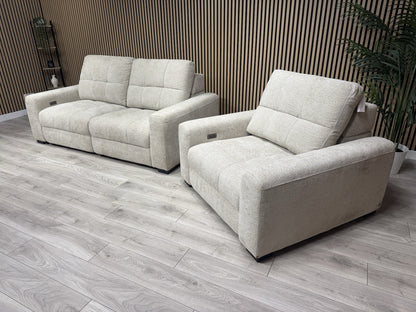 DFS Una 3 Seater Sofa + Love Chair Power Slider Set RRP £2398