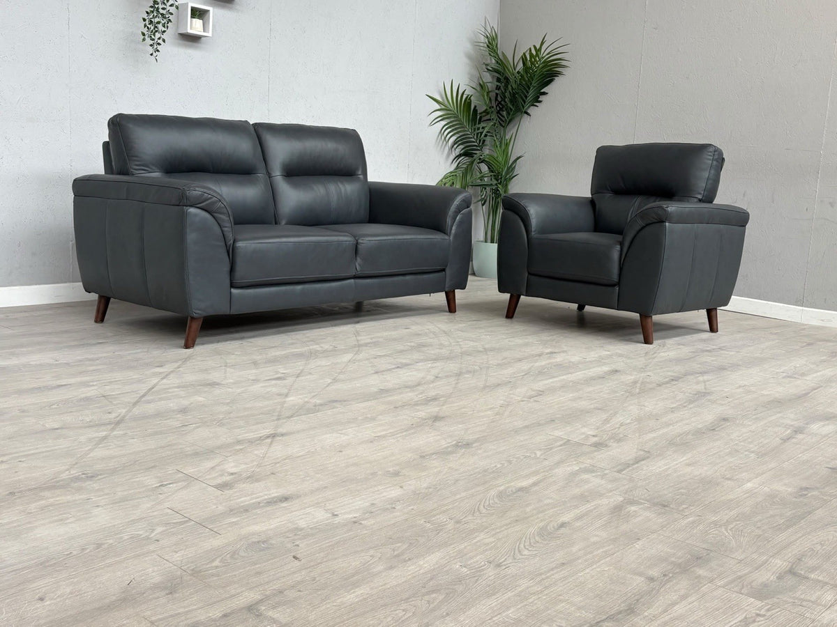 DFS Coben Leather 2 Seater Sofa + Armchair Set - RRP £1428 (Read Description)