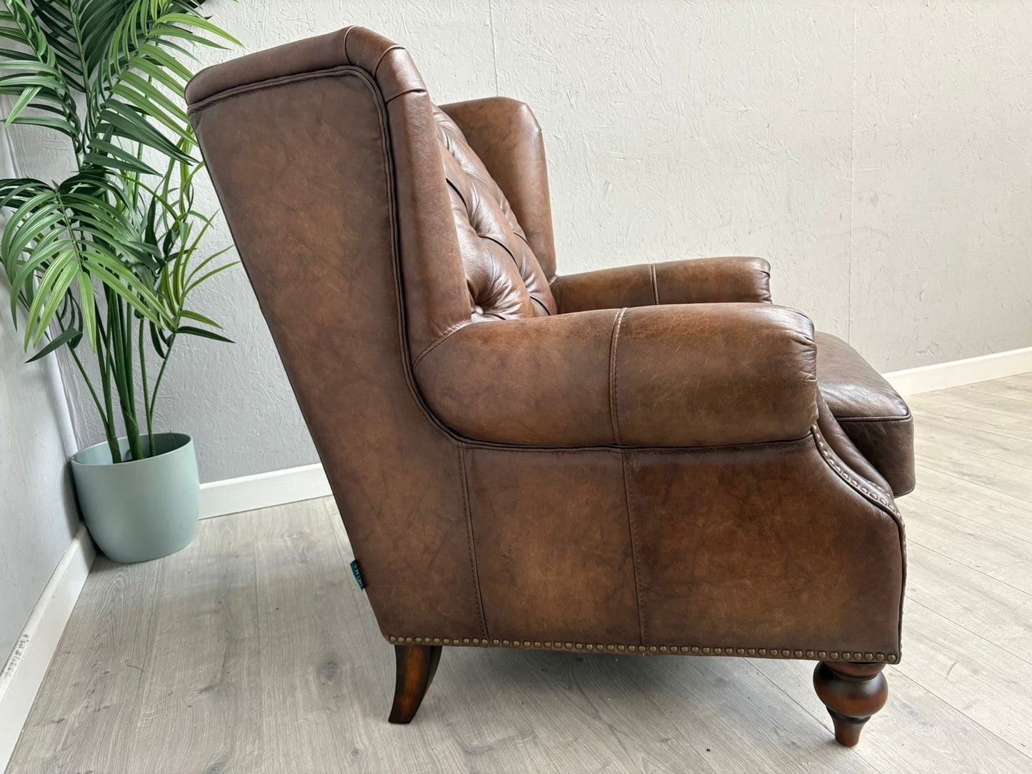 F. Village - At The Helm SHACKLETON Leather Chesterfield Wing Chair - RRP £1795