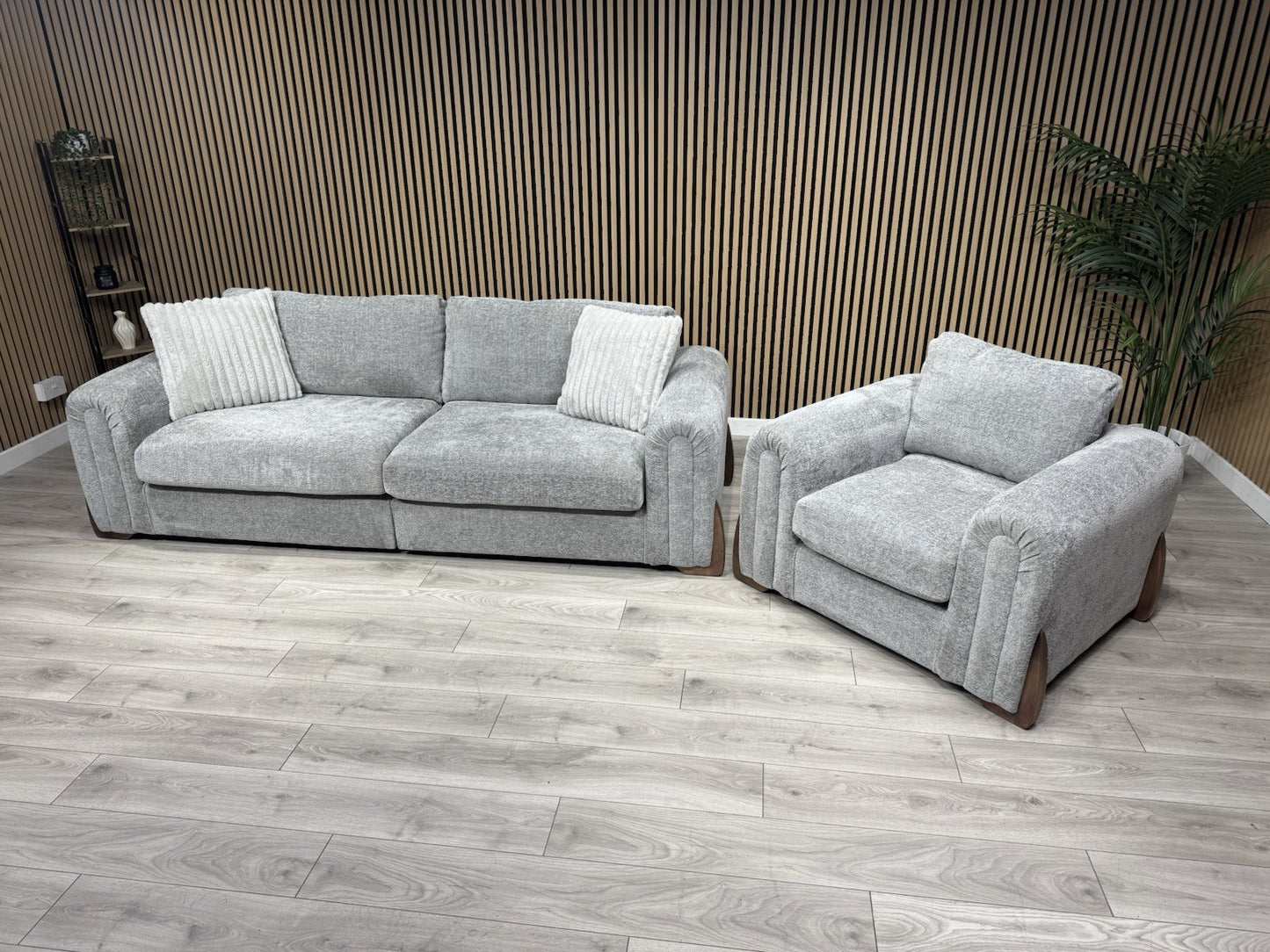 Charlie 4 Seater + Armchair Fabric Sofa Set, Grey - RRP £3098
