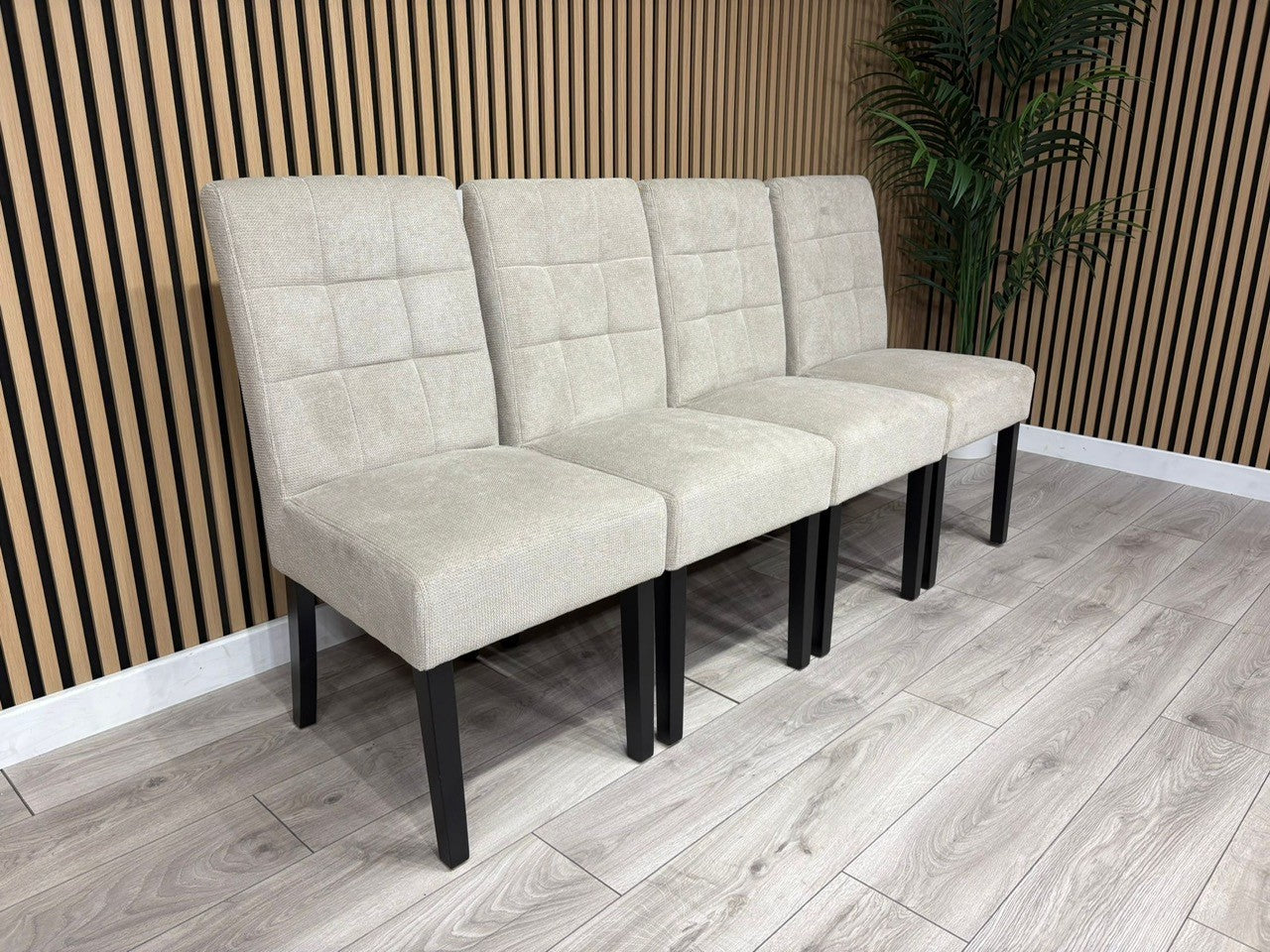 NEXT Sample - Flax Waffle Natural Fabric Dining Chairs