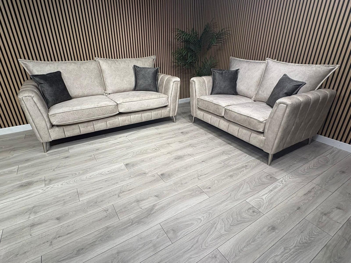 DFS - Cherished Style 3 + 2 Seater Sofa Set, Formal Back, Oatmeal - RRP £2,598