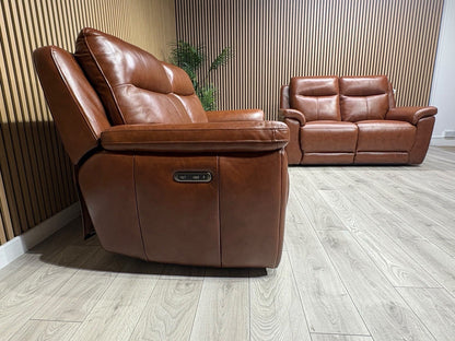 NAVONA 3 Seater + 2 Seater Leather Sofa Set, Power Recliners - RRP £3,498