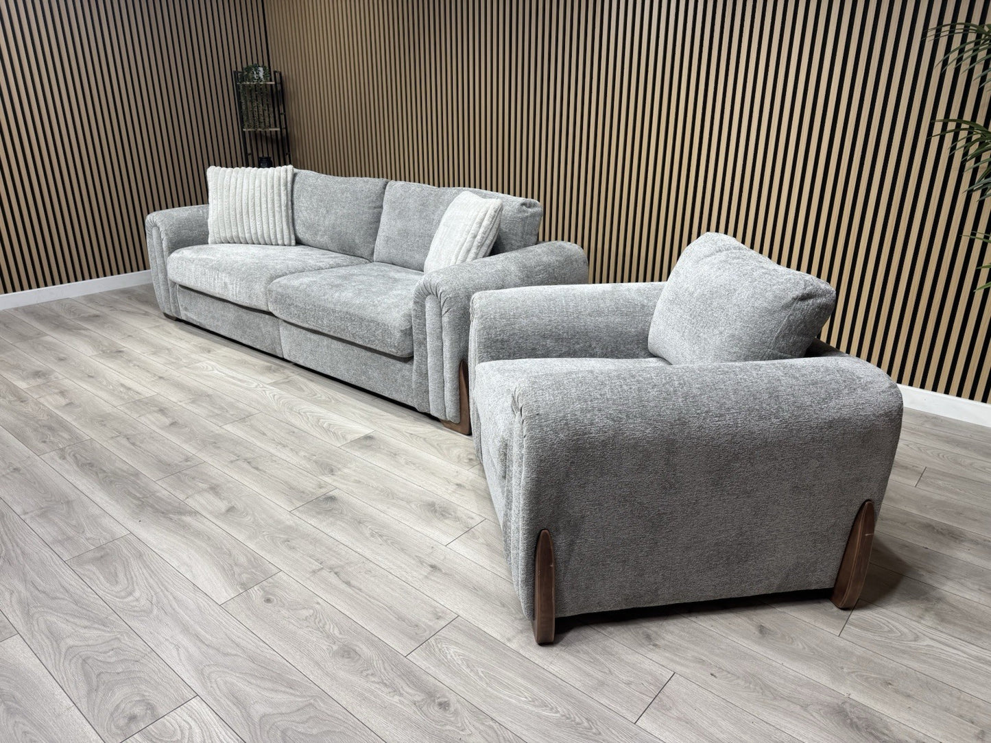 Charlie 4 Seater + Armchair Fabric Sofa Set, Grey - RRP £3098