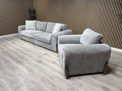 Charlie 4 Seater + Armchair Fabric Sofa Set, Grey - RRP £3098