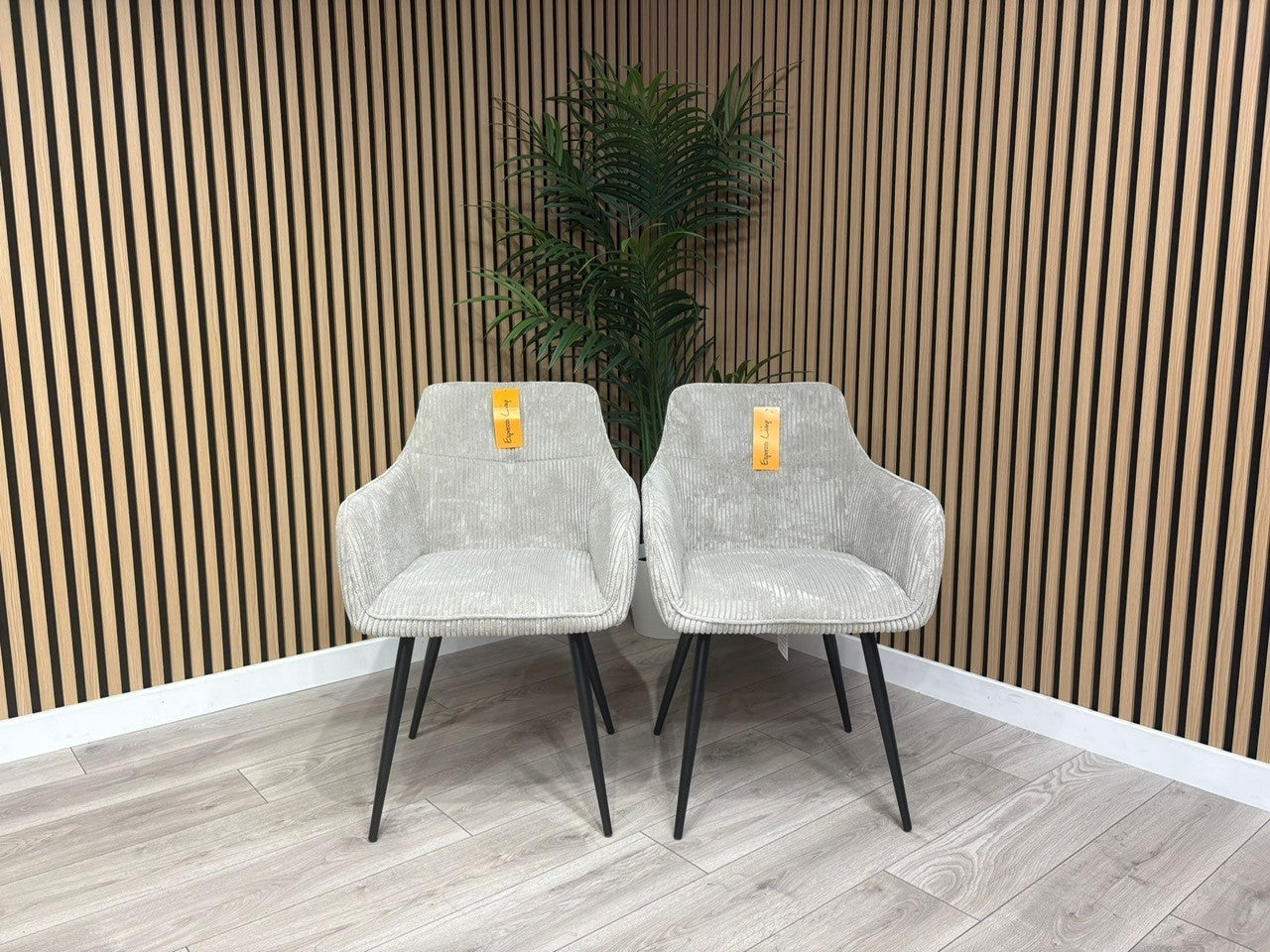 NEXT Sample - Light Grey Corduroy Dining Chairs