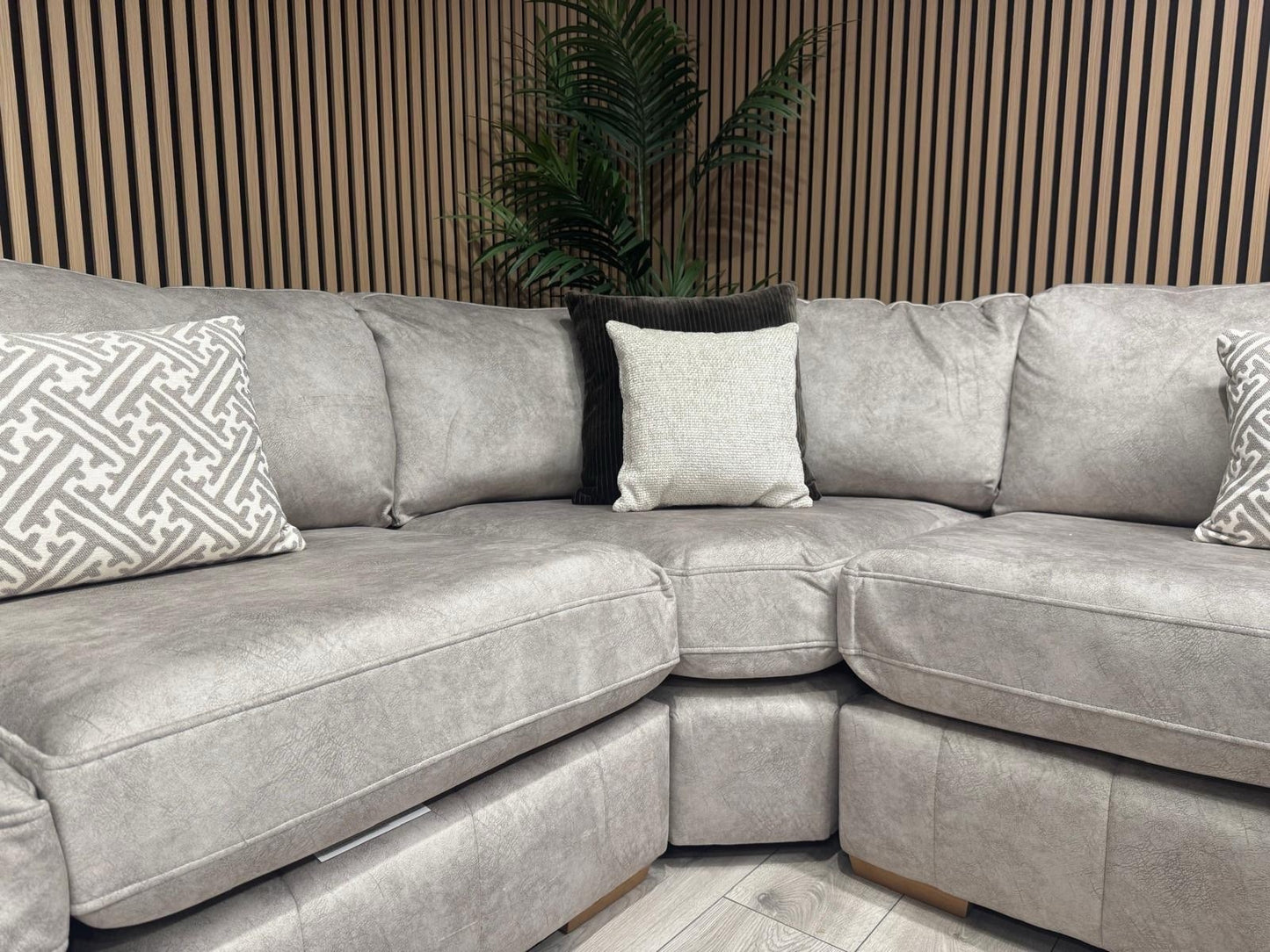 DEVINE Glamour Large Fabric 2 Corner 2 Sofa, Gemini Silver - RRP £2,895