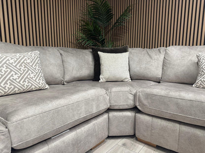 DEVINE Glamour Large Fabric 2 Corner 2 Sofa, Gemini Silver - RRP £2,895