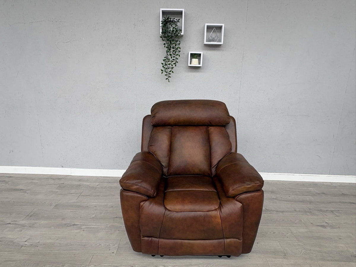 DFS Bravado Leather Power Recliner Armchair + Power Headrests - RRP £1,149