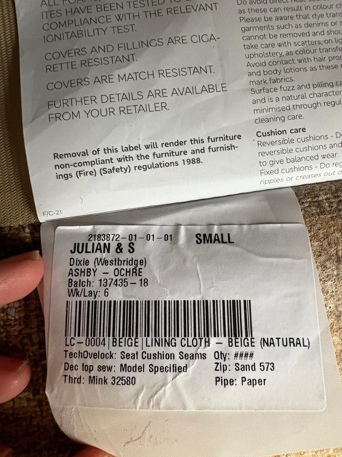 Westbridge DIXIE Small Fabric 2 Seater Sofa, Ochre - RRP £1,899