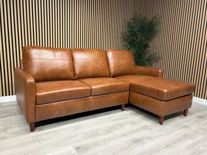 John Lewis BAILEY Style RHF Leather 3 Seater Chaise End Sofa, Tan - RRP £3,449