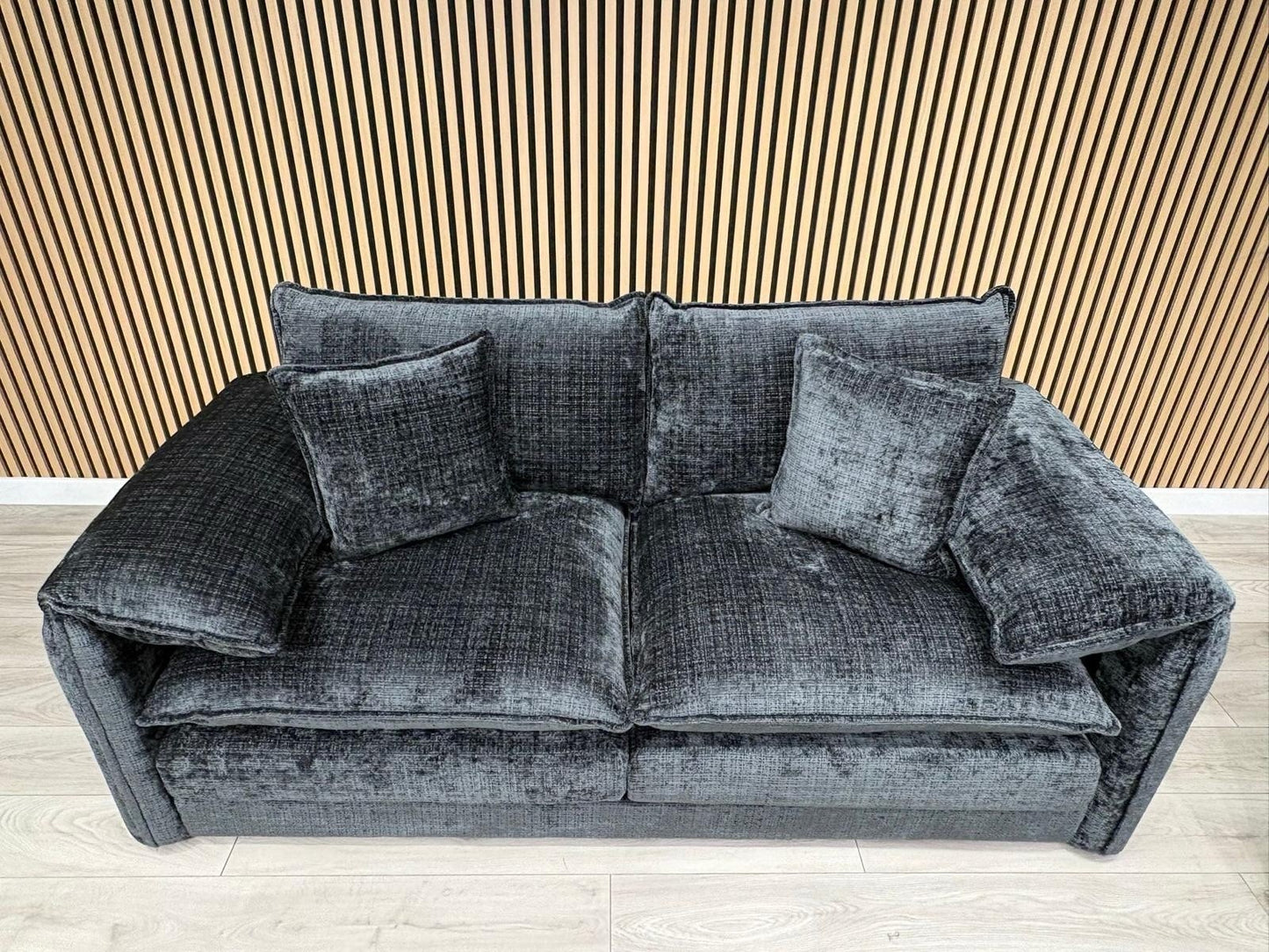 SOLICE Fabric 3 Seater + 2 Seater Sofa Set, Black - RRP £2,498