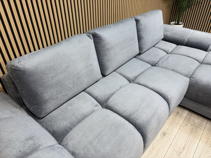 AZZURO Premium Fabric RHF Corner Chaise Sofa Bed with Storage, Grey - RRP £1,799