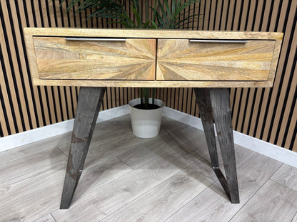 NEXT Sample - Geo Mango Wood 2 Drawer Console Table - RRP: £650