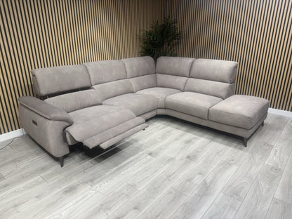 Furniture Village MOET Style Fabric RHF Chaise Power Recliner Corner Sofa
