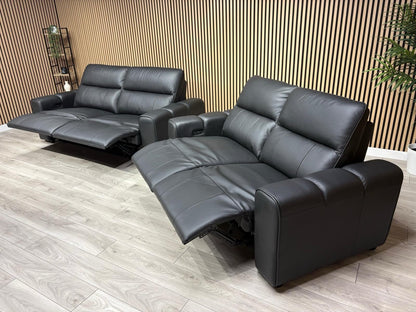 DFS Sample Bellagio Leather 3 Seater + 2 Seater Sofa Set, Power Recliners RRP: £3840