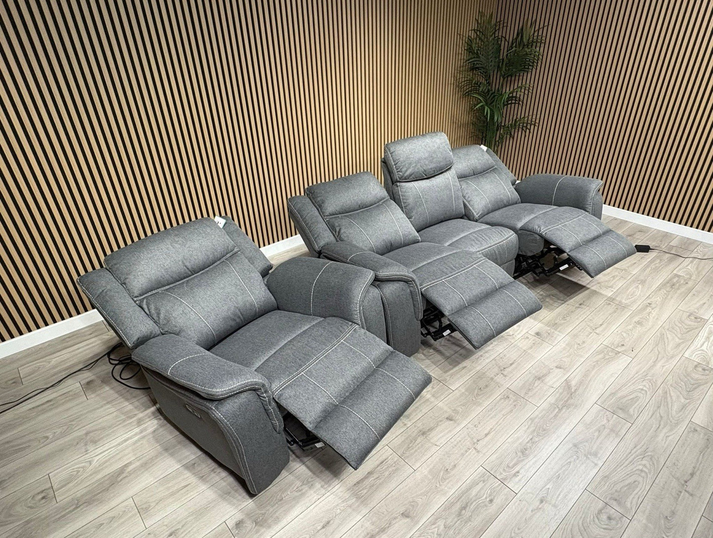 Galaxy Fabric 3 Seater + Armchair, Power Recliner Media Sofa Set - RRP £3190