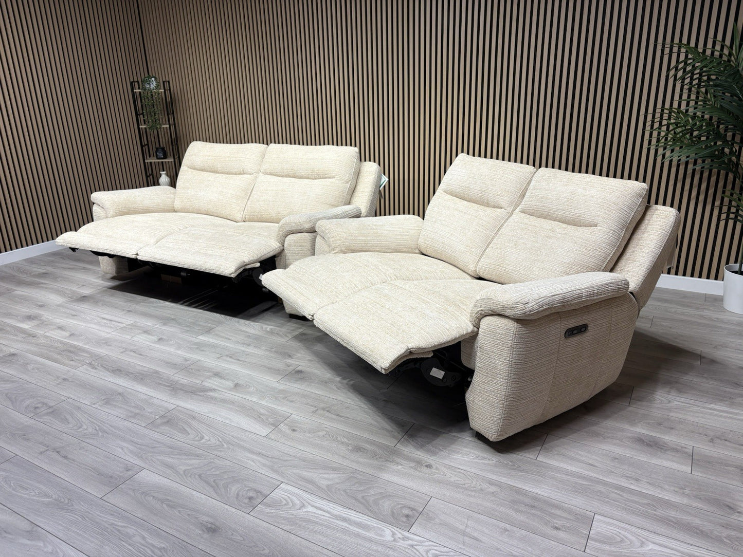 NAVONA 3 Seater + 2 Seater Fabric Sofa Set, Power Recliners - RRP £3,298