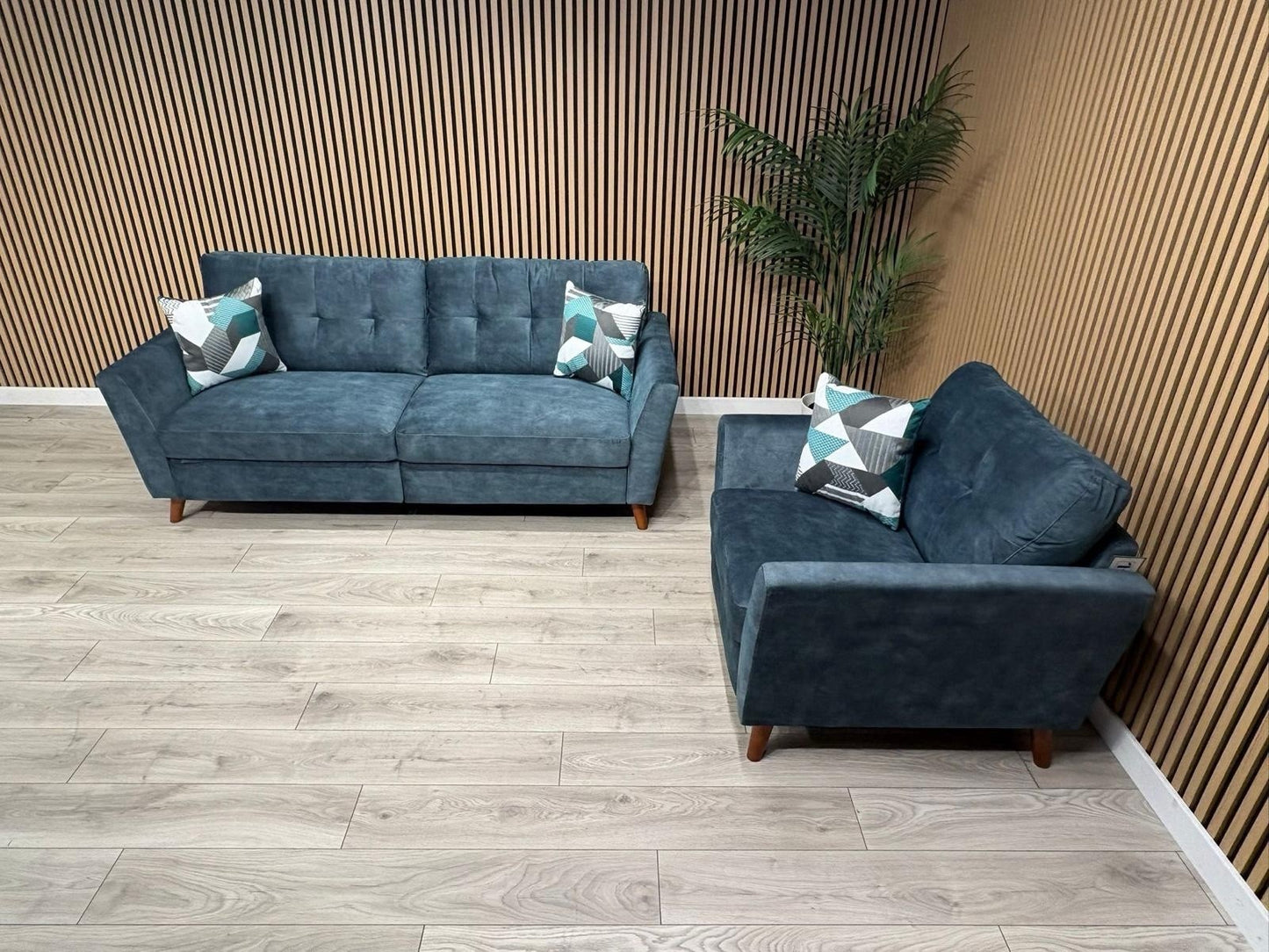 DFS - Studio Style 3 Seater Sofa + Armchair Power Set, Ocean Blue - RRP £2,448