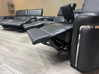 VENICE Leather 3 Seater + 2 Seater Console Power Recliner Sofa Set - RRP £4,598