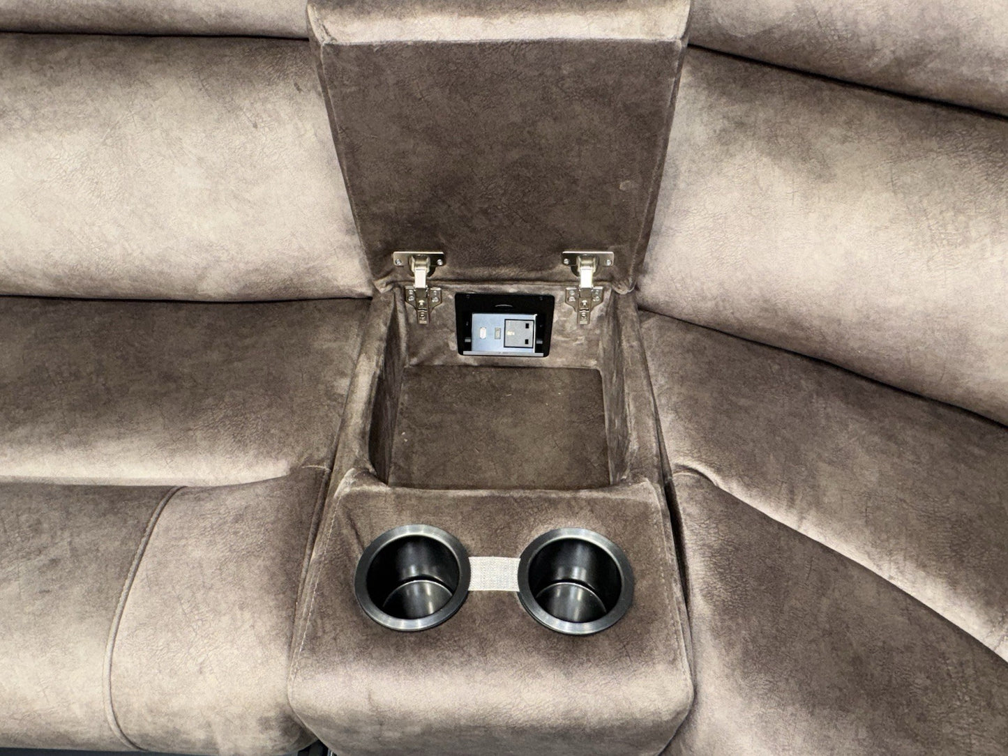 DFS Sample VEGAS Fabric 2 Corner 2 Power Recliner Sofa + Console - RRP £2999
