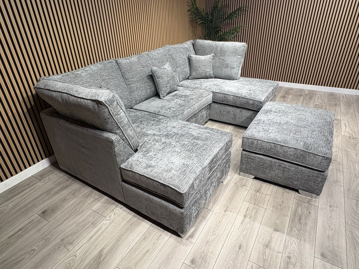 NEXT Premium Fabric U Shaped Corner Chaise Sofa + Footstool - RRP £2599