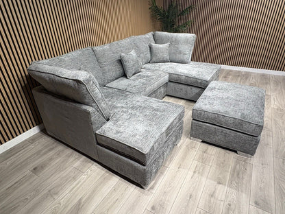 NEXT Premium Fabric U Shaped Corner Chaise Sofa + Footstool - RRP £2599