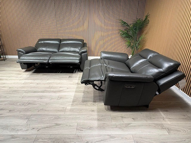 NAVONA 3 Seater + 2 Seater Leather Sofa Set, Power Recliners - RRP £3,498