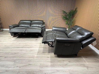 NAVONA 3 Seater + 2 Seater Leather Sofa Set, Power Recliners - RRP £3,498