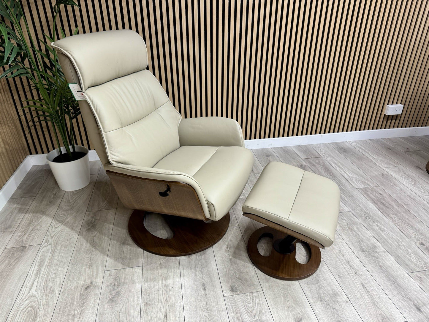 Furniture Village Tallinn Leather Swivel Chair and Footstool - RRP £1395