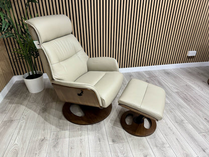 Furniture Village Tallinn Leather Swivel Chair and Footstool - RRP £1395