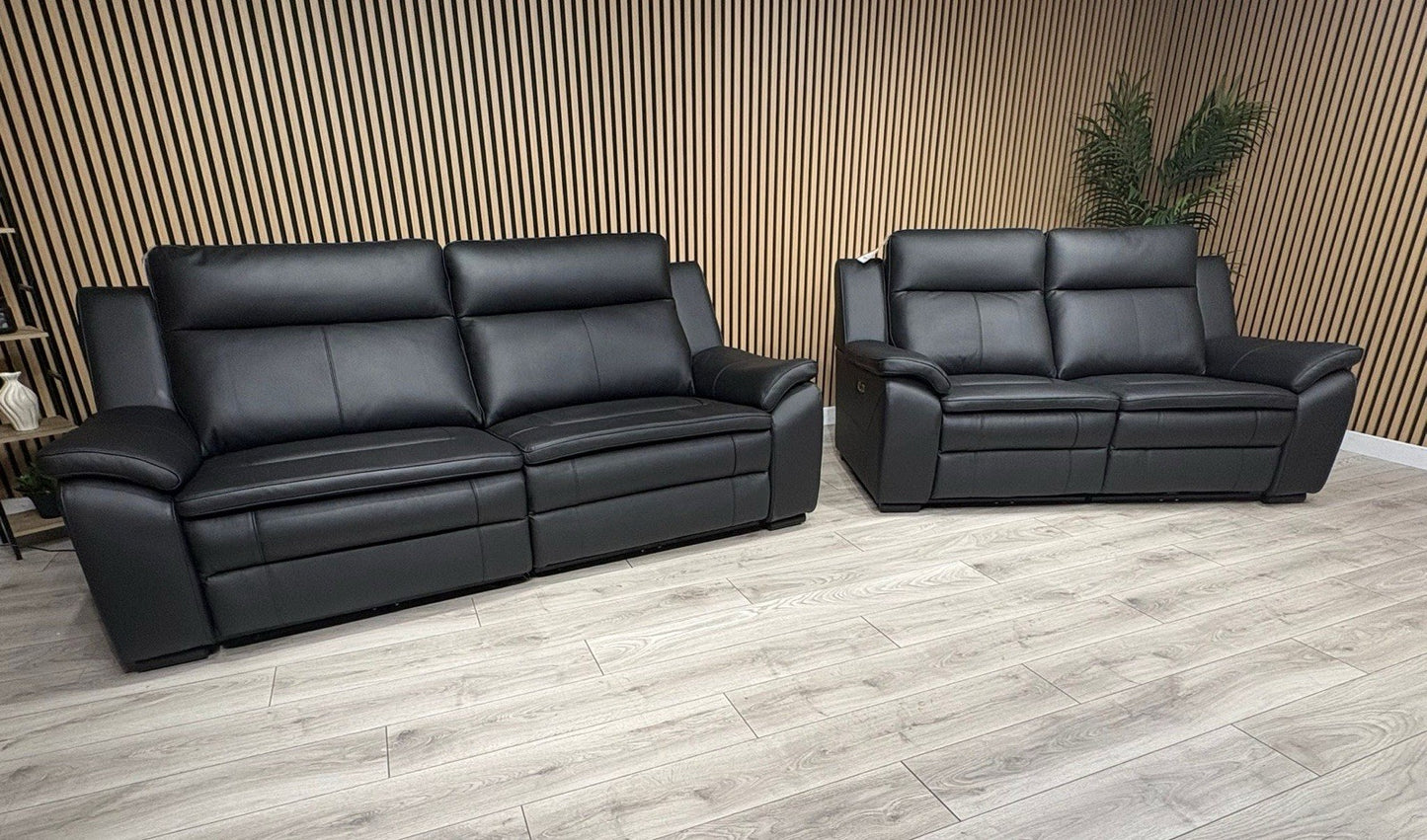 DFS Boston Leather 3 + 2 Seater Sofa Set, Power Recliners RRP: £4495