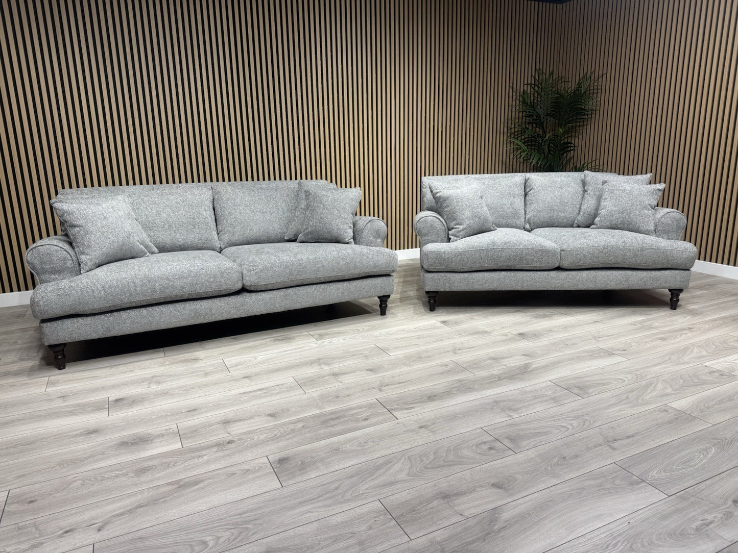 Laura Ashley LYNDEN Style Fabric 3 Seater + 2 Seater Sofa Set, Grey - RRP £2,700