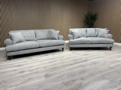 Laura Ashley LYNDEN Style Fabric 3 Seater + 2 Seater Sofa Set, Grey - RRP £2,700