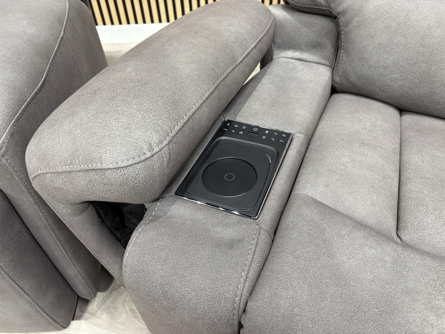 F. Village CINEMAX Fabric 2 Seater Media Sofa, Media Armchair + Stool RRP £4,385