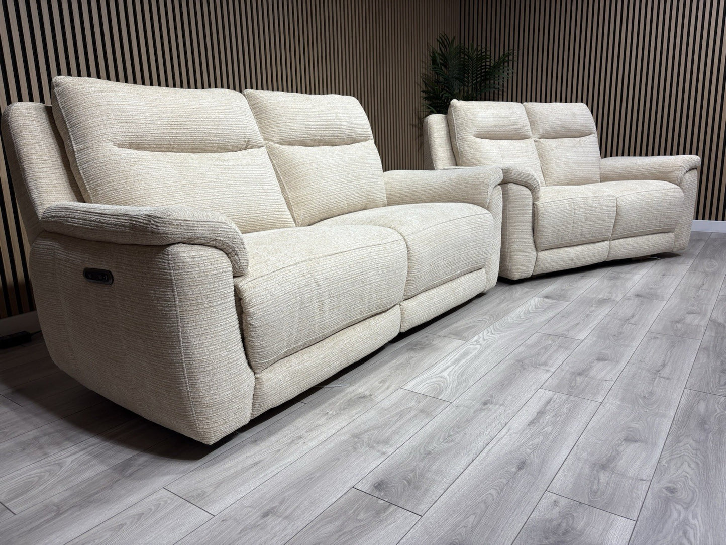 NAVONA 3 Seater + 2 Seater Fabric Sofa Set, Power Recliners - RRP £3,298