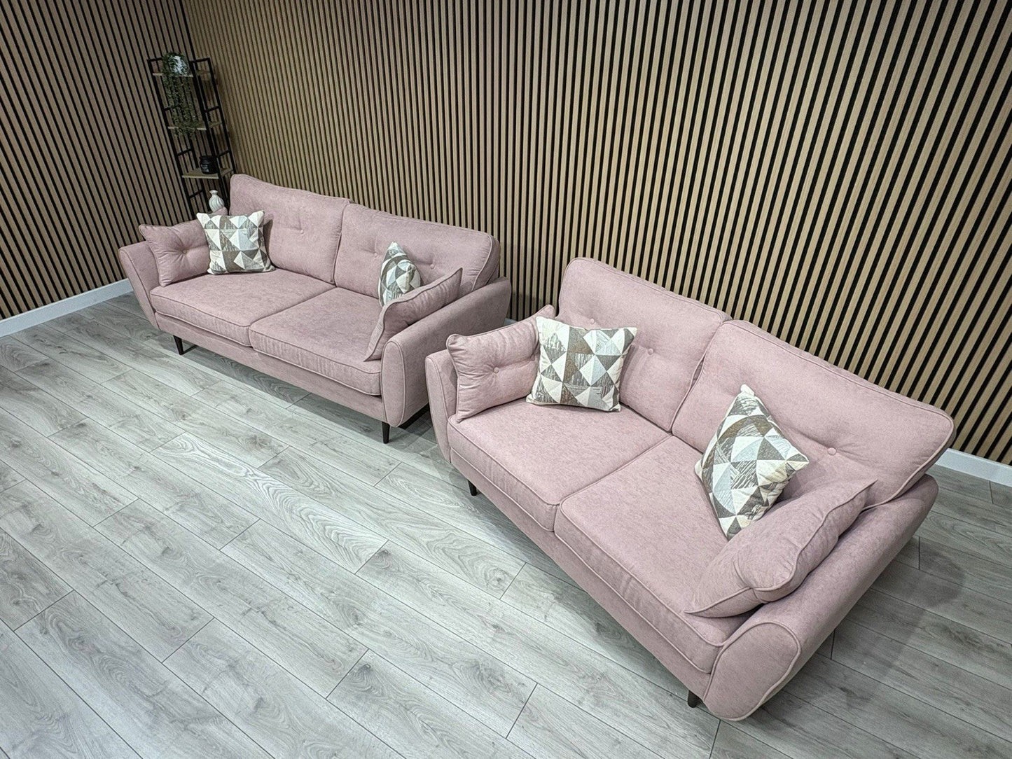 DFS - Zinc 3 & 2 Fabric Seater Sofa Set RRP £1799 Pink