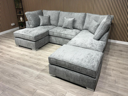 NEXT Premium Fabric U Shaped Corner Chaise Sofa + Footstool - RRP £2599
