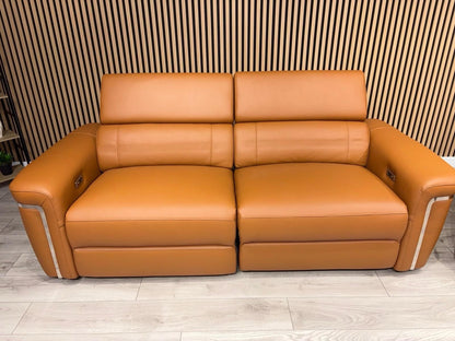 VENICE Leather 3 Seater + 2 Seater Console Power Recliner Sofa Set - RRP £4,598