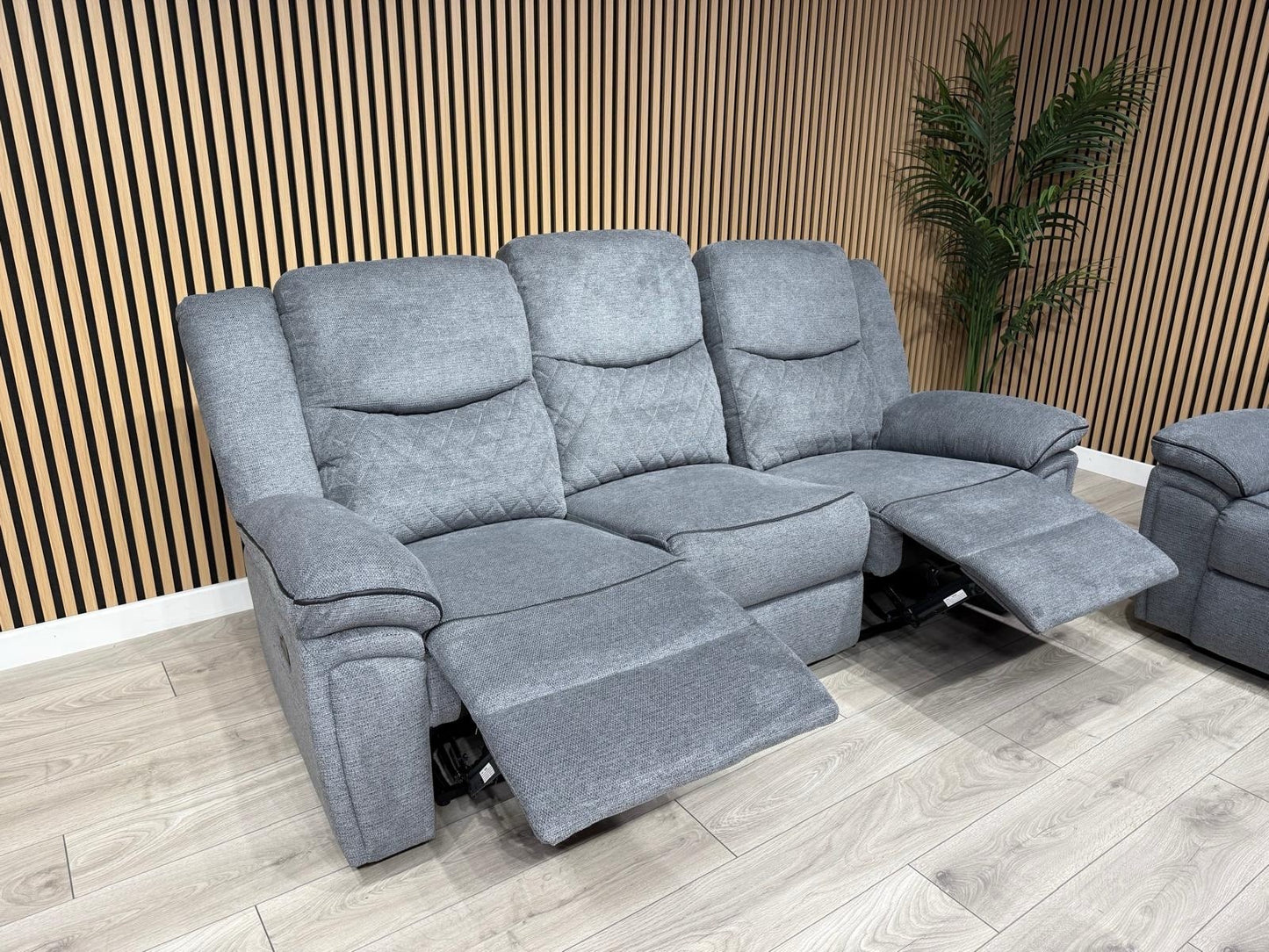 Very Myra 3 Seater Fabric Manual Recliner Sofa Grey