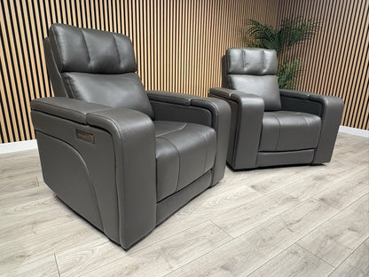 SCS Adstock x2 Leather Power Recliner Chairs with Power Head Tilt RRP £2258