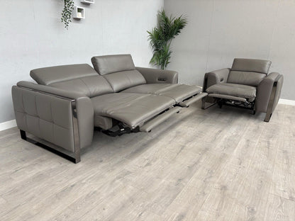 Furniture Village GISELLA Leather 3 Seater Sofa + Armchair Power Set - RRP £4390