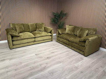 SOLICE Fabric 3 Seater + 2 Seater Sofa Set, Green - RRP £2,498