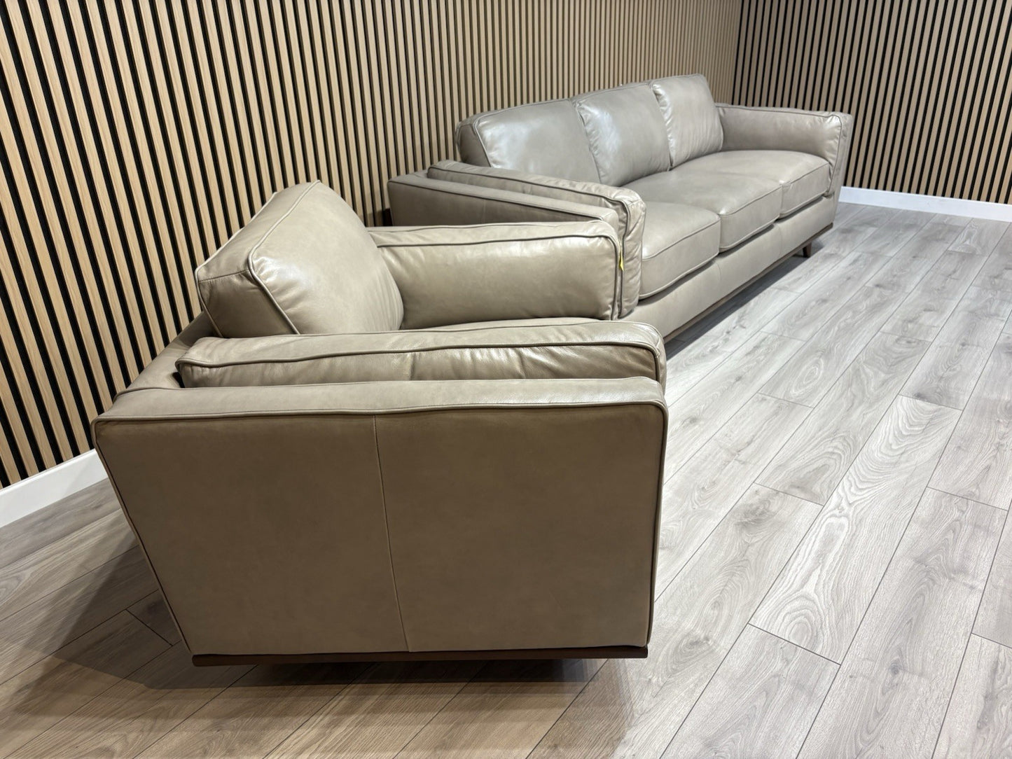 John Lewis Sample VALENCIA 3 Seater + Armchair Leather Sofa Set - RRP £4,198